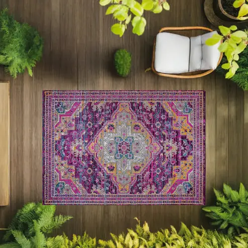 Timeless Elson Lilac Beige Traditional Indoor/Outdoor Area Rug – 1'10" x 2'11"