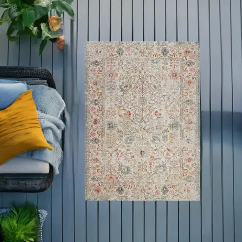 Timeless Marigold Cream Beige Indoor/Outdoor Area Rug – 1'10" x 2'11"