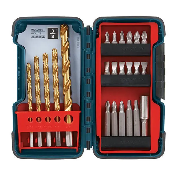 Bosch Titanium Drill and Drive Bit Assortment with Compact Brute Tough Case (Pack of 23)