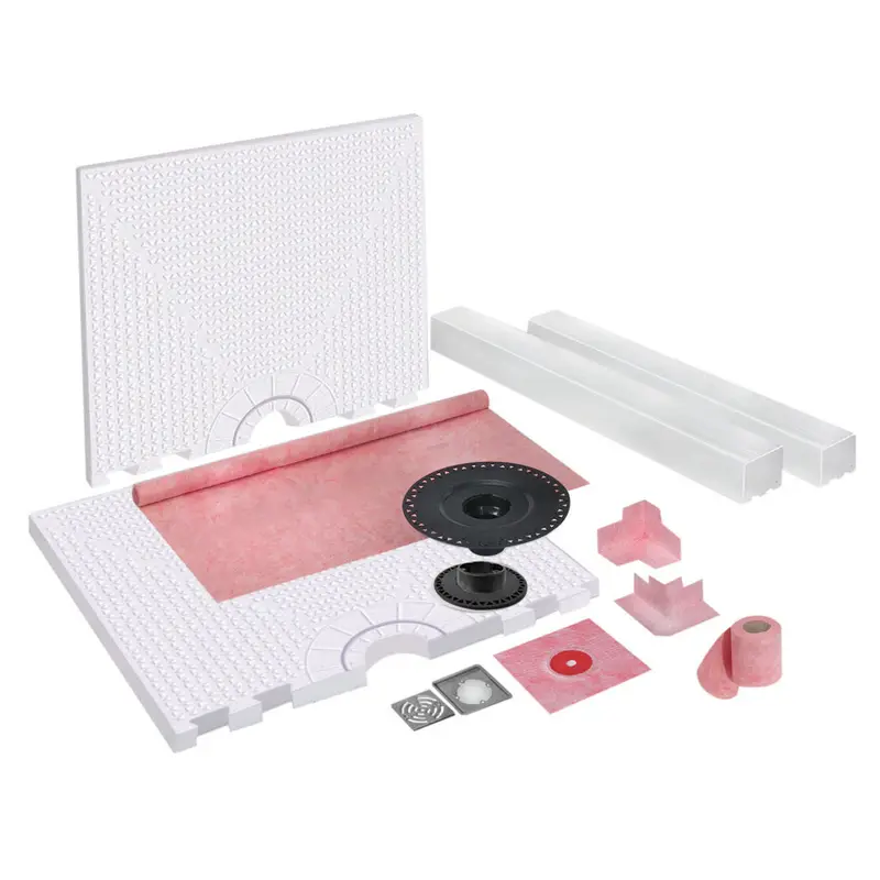 Prova - Shower System Prefabricated Sloped Pan, Centered ABS Drain with Chrome Grate - 32" x 60"