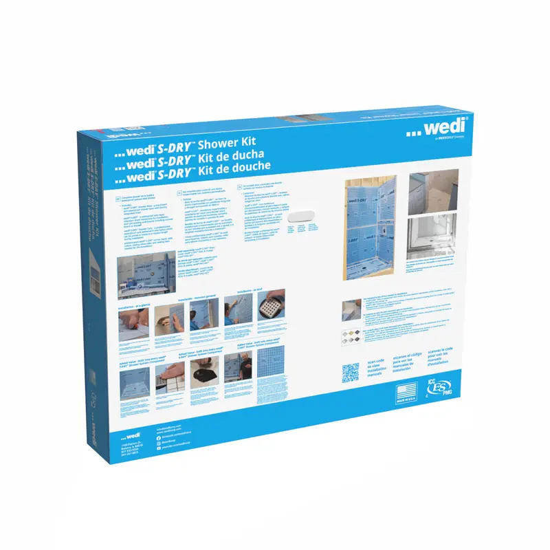 Wedi - Shower Kit S-DRY with Tray of 38" x 64" and Center Drain Outlet