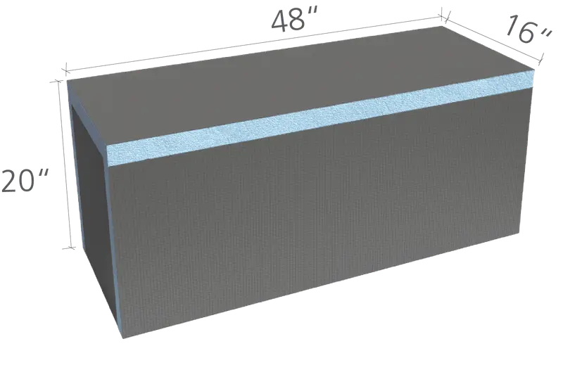 Wedi - Fundo Rectangle Shower Bench Kit 16" x 48" - 20"