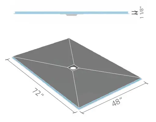 Wedi - Curbless Shower Base Fundo with Center Outlet Position 48" x 72"