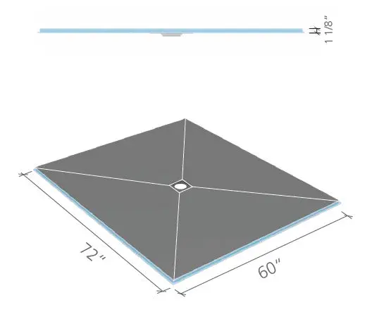 Wedi - Curbless Shower Base Fundo with Center Outlet Position 60" x 72"