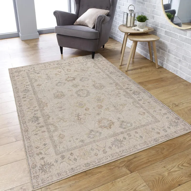 Brown Boho Cotton and Polyster Machine Washable Traditional Rustic Area Rug – 5' X 7'6"
