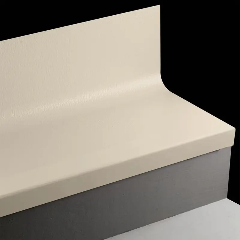 Angle Fit Rubber Stair Tread with Integrated Riser - VIHNTR 22 SQ Hammered #22 Pearl with Brown Grit Tape Insert 108"