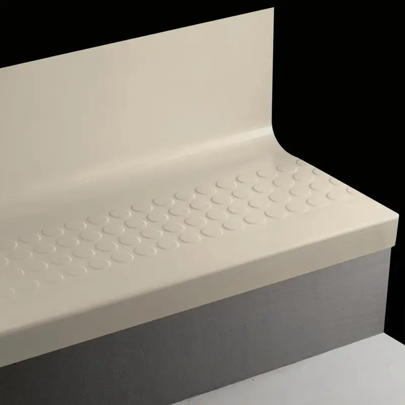 Angle Fit Rubber Stair Tread with Integrated Riser - VIRNRDTRS 24 SQ Raised Round #24 Grey Haze with 40 Black Rubber Insert 36"