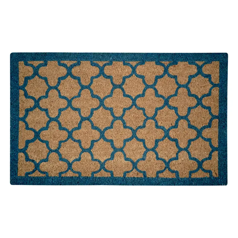 MSI Surfaces Entrance Mat Quatrefoil Coir Blue 18" x 30"