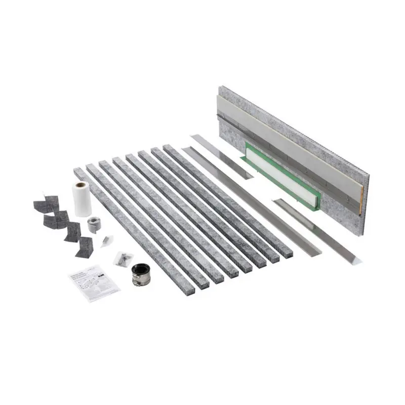 Oatey - Shower Linear Drain 26" to 48" Kit QuickDrain WallDrain  Stainless Steel 2" with Tile-in Cover Brushed 48"