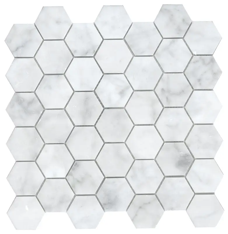 MARBLE Bianco Carrara 2" Hexagon Polished