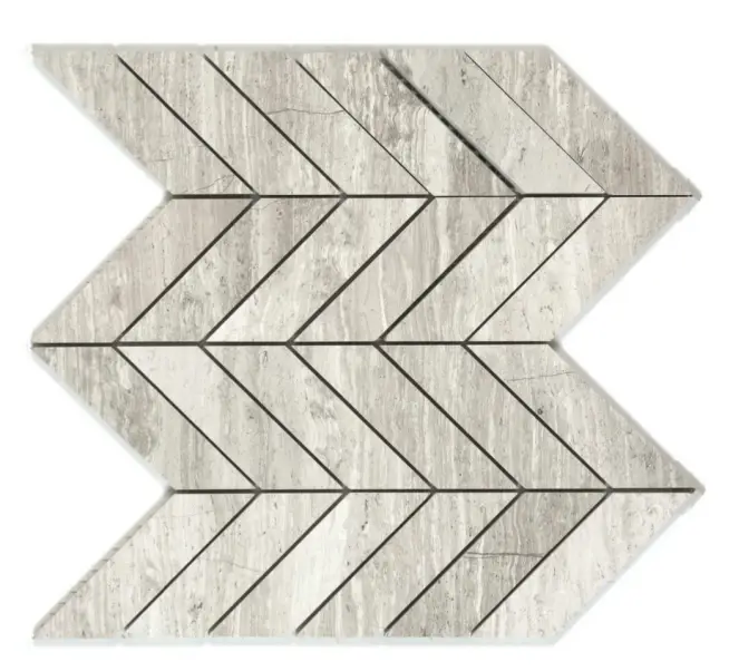 MARBLE Bianco 1" x 3" Chevron Polished