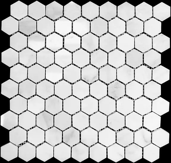 MARBLE Oriental White 1" Hexagon Polished