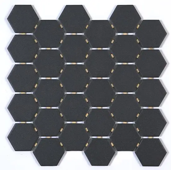 QUEBEC Black 2" Hexagon Unglazed