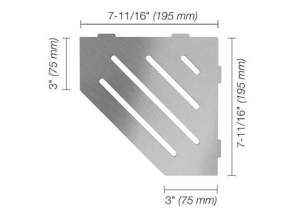 Schluter - SHELF-E Pentagonal Corner Shelf Wave Design - Brushed Stainless Steel (V2)